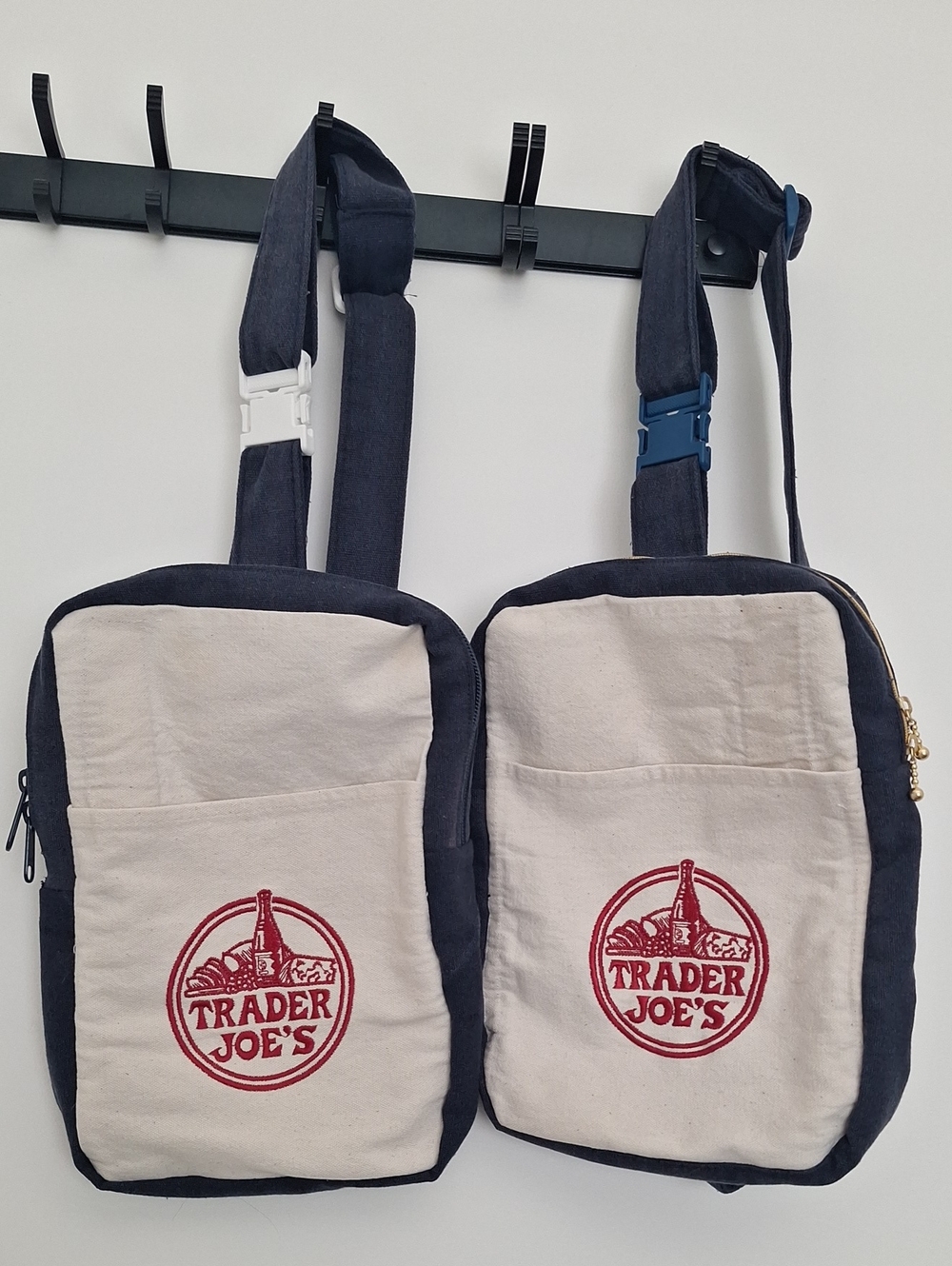 Trader Joe's Canvas Crossbody Bag — Navy and Cream